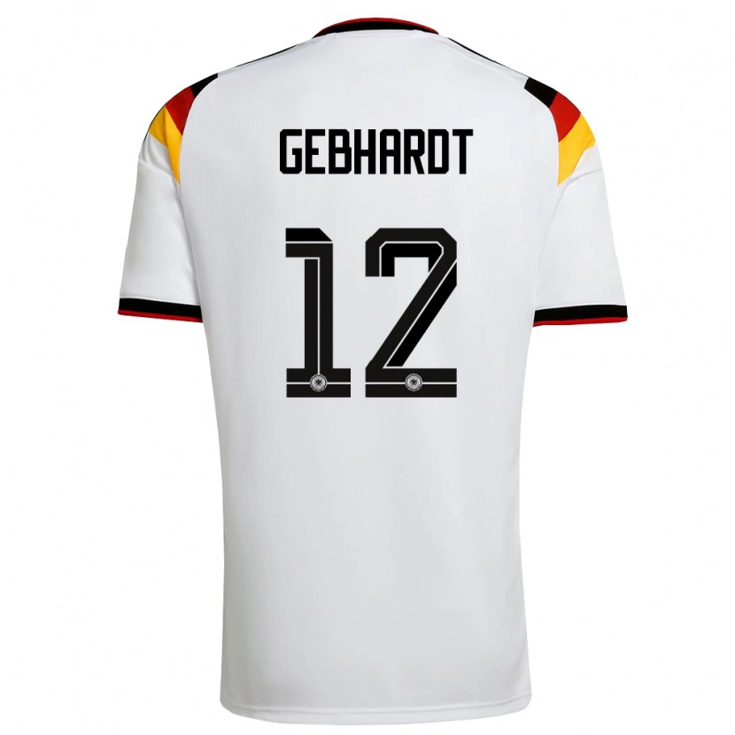 Danxen Niño Camiseta Alemania Felix Gebhardt #12 Blanco Negro Rojo 1ª Equipación 26-28 La Camisa