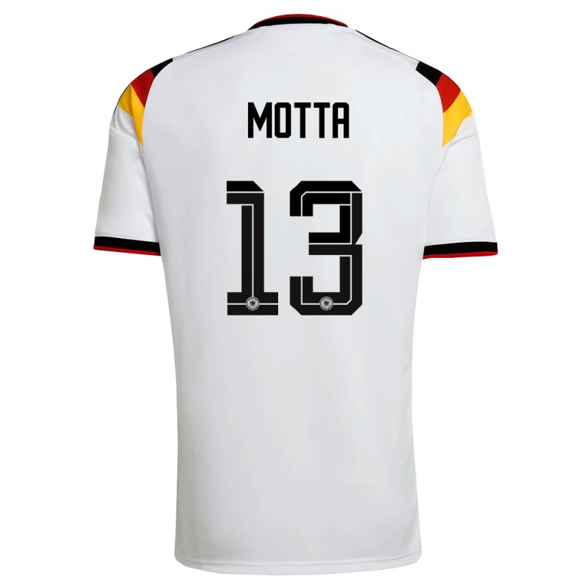 Danxen Niño Camiseta Alemania Noel Motta #13 Blanco Negro Rojo 1ª Equipación 26-28 La Camisa