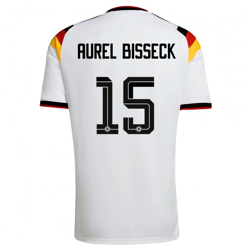 Danxen Niño Camiseta Alemania Yann Aurel Bisseck #15 Blanco Negro Rojo 1ª Equipación 26-28 La Camisa