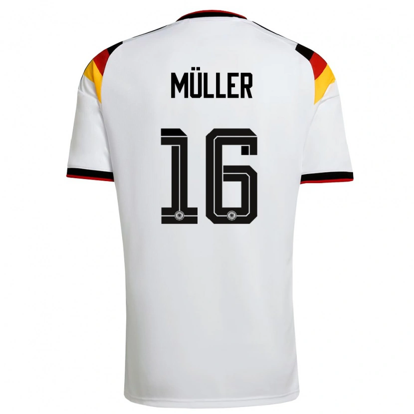 Danxen Niño Camiseta Alemania Ruben Müller #16 Blanco Negro Rojo 1ª Equipación 26-28 La Camisa