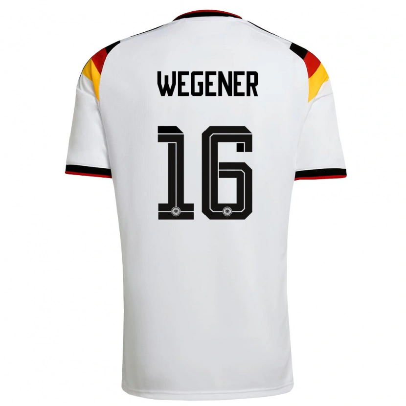 Danxen Niño Camiseta Alemania Till Wegener #16 Blanco Negro Rojo 1ª Equipación 26-28 La Camisa