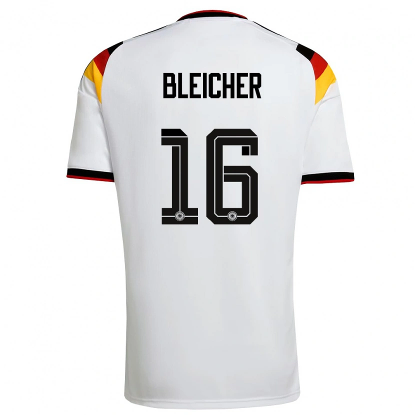 Danxen Niño Camiseta Alemania Franz Xaver Bleicher #16 Blanco Negro Rojo 1ª Equipación 26-28 La Camisa