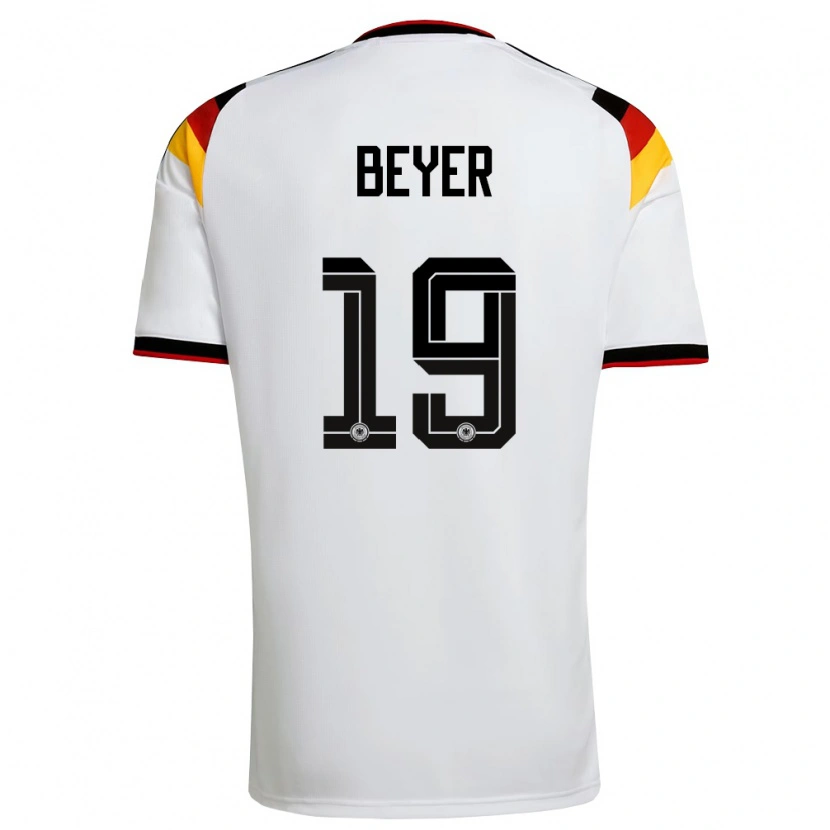 Danxen Niño Camiseta Alemania Jordan Beyer #19 Blanco Negro Rojo 1ª Equipación 26-28 La Camisa