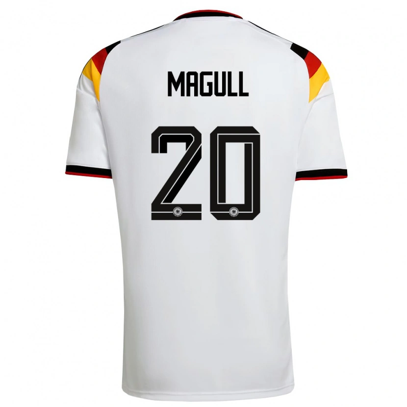 Danxen Niño Camiseta Alemania Lina Magull #20 Blanco Negro Rojo 1ª Equipación 26-28 La Camisa