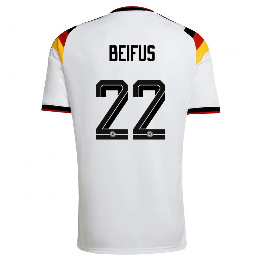 Danxen Niño Camiseta Alemania Marcel Beifus #22 Blanco Negro Rojo 1ª Equipación 26-28 La Camisa