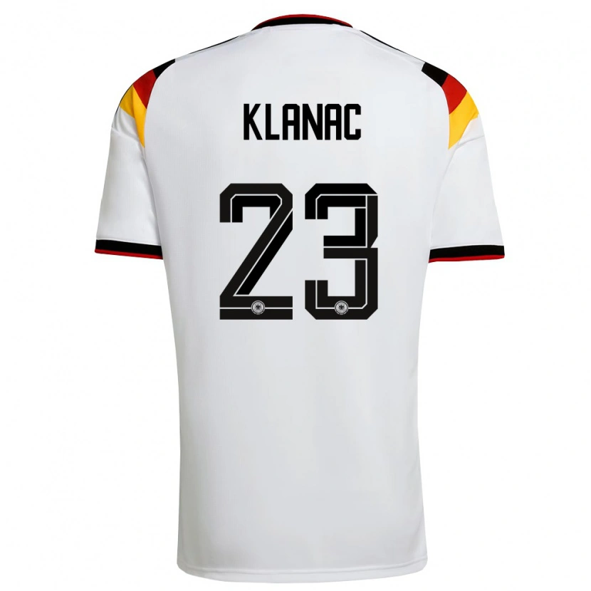 Danxen Niño Camiseta Alemania Leon Klanac #23 Blanco Negro Rojo 1ª Equipación 26-28 La Camisa