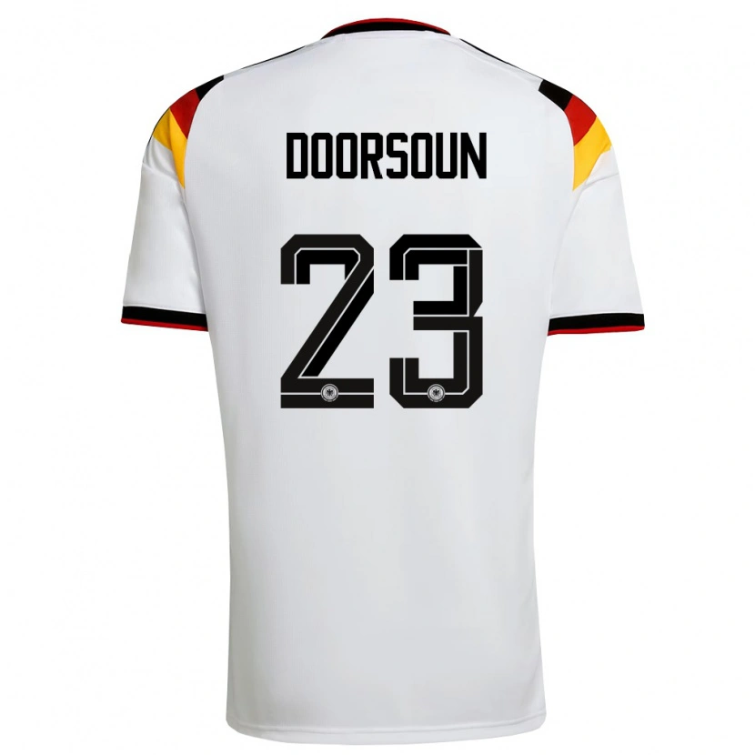 Danxen Niño Camiseta Alemania Sara Doorsoun #23 Blanco Negro Rojo 1ª Equipación 26-28 La Camisa