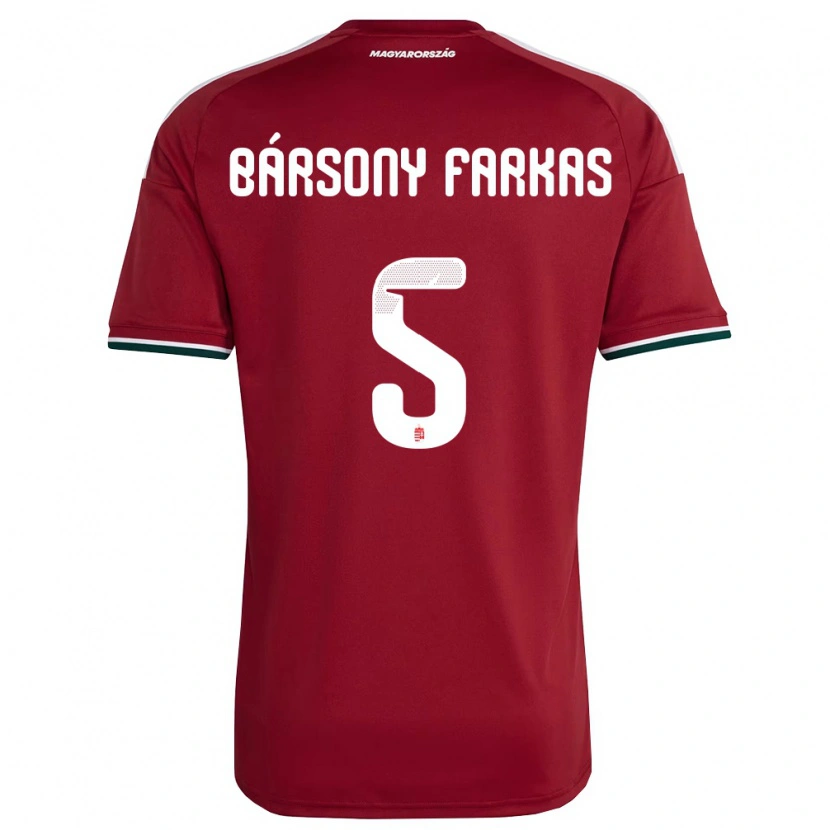 Danxen Niño Camiseta Hungría Dániel Bársony Farkas #5 Rojo Blanco Verde 1ª Equipación 26-28 La Camisa