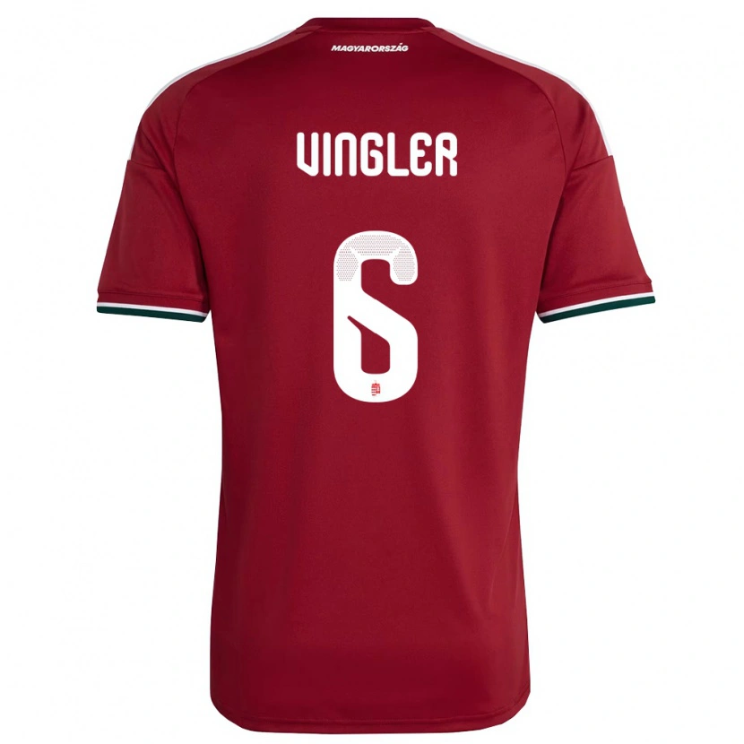 Danxen Niño Camiseta Hungría László Vingler #6 Rojo Blanco Verde 1ª Equipación 26-28 La Camisa