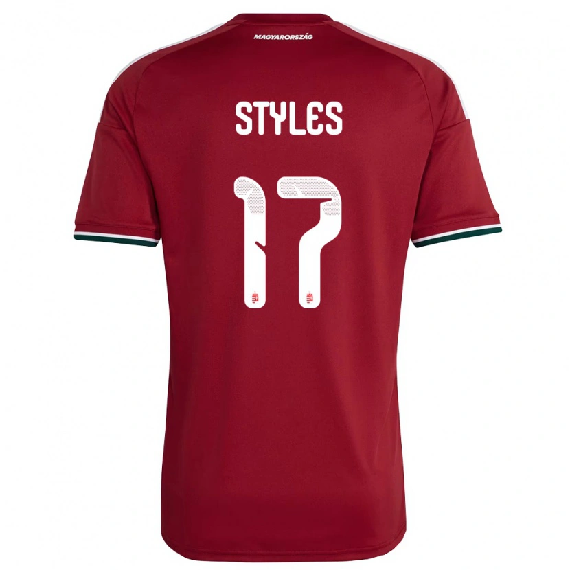 Danxen Niño Camiseta Hungría Callum Styles #17 Rojo Blanco Verde 1ª Equipación 26-28 La Camisa