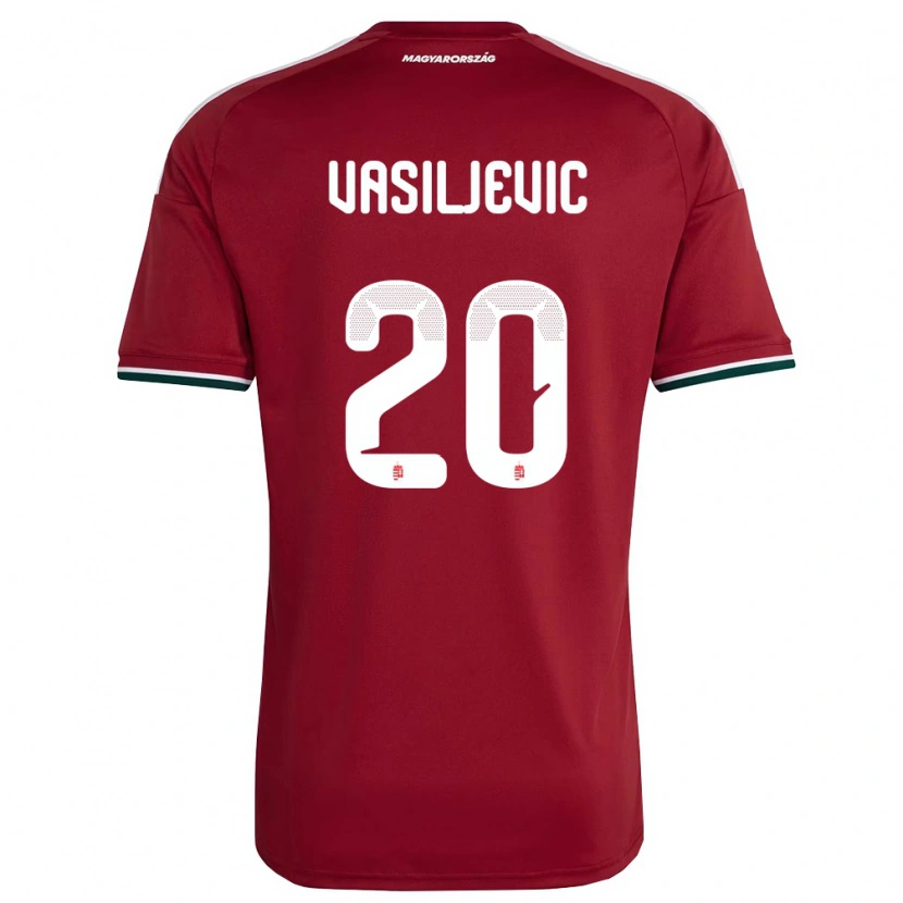 Danxen Niño Camiseta Hungría Andrej Vasiljevic #20 Rojo Blanco Verde 1ª Equipación 26-28 La Camisa