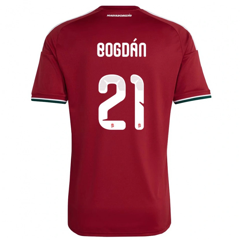 Danxen Niño Camiseta Hungría Martin Bogdán #21 Rojo Blanco Verde 1ª Equipación 26-28 La Camisa