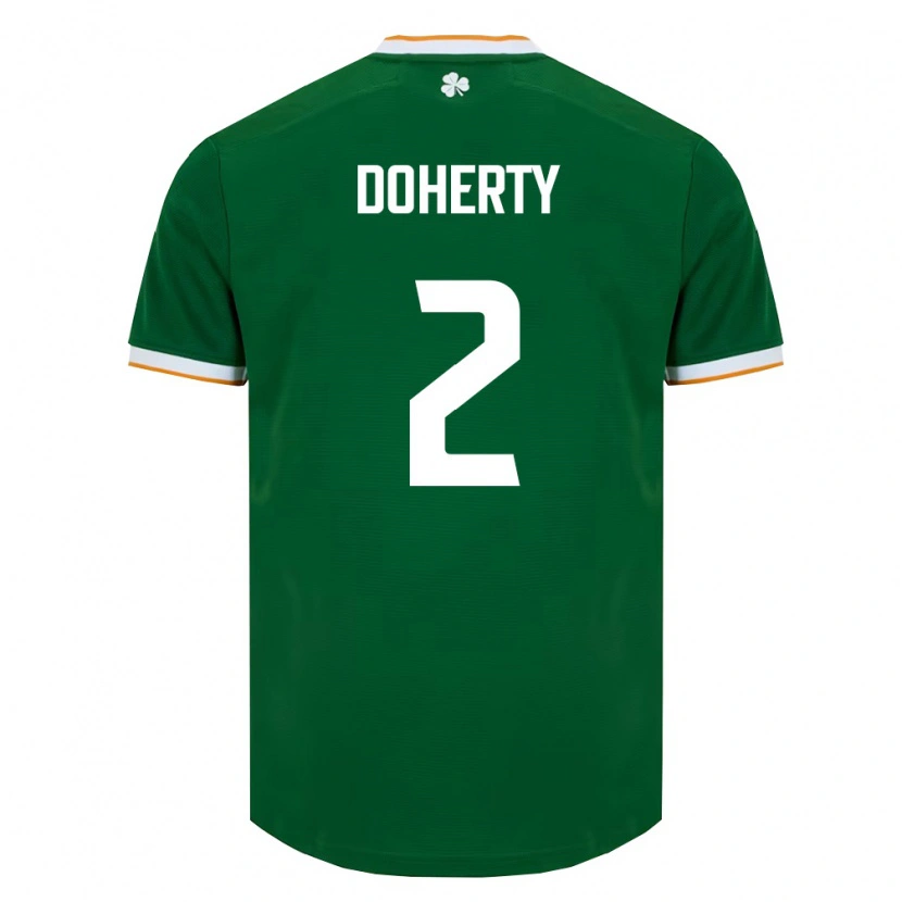 Danxen Niño Camiseta Irlanda Matt Doherty #2 Verde Oscuro Blanco 1ª Equipación 26-28 La Camisa