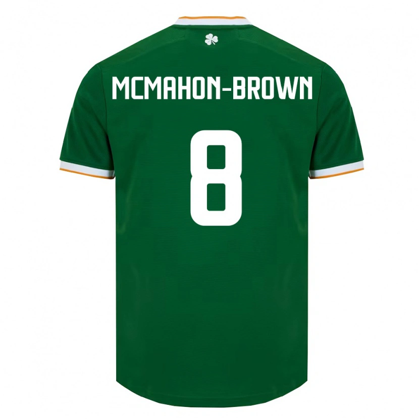Danxen Niño Camiseta Irlanda Kian Mcmahon-Brown #8 Verde Oscuro Blanco 1ª Equipación 26-28 La Camisa