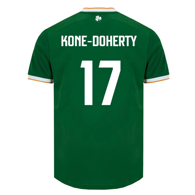 Danxen Niño Camiseta Irlanda Trent Kone-Doherty #17 Verde Oscuro Blanco 1ª Equipación 26-28 La Camisa