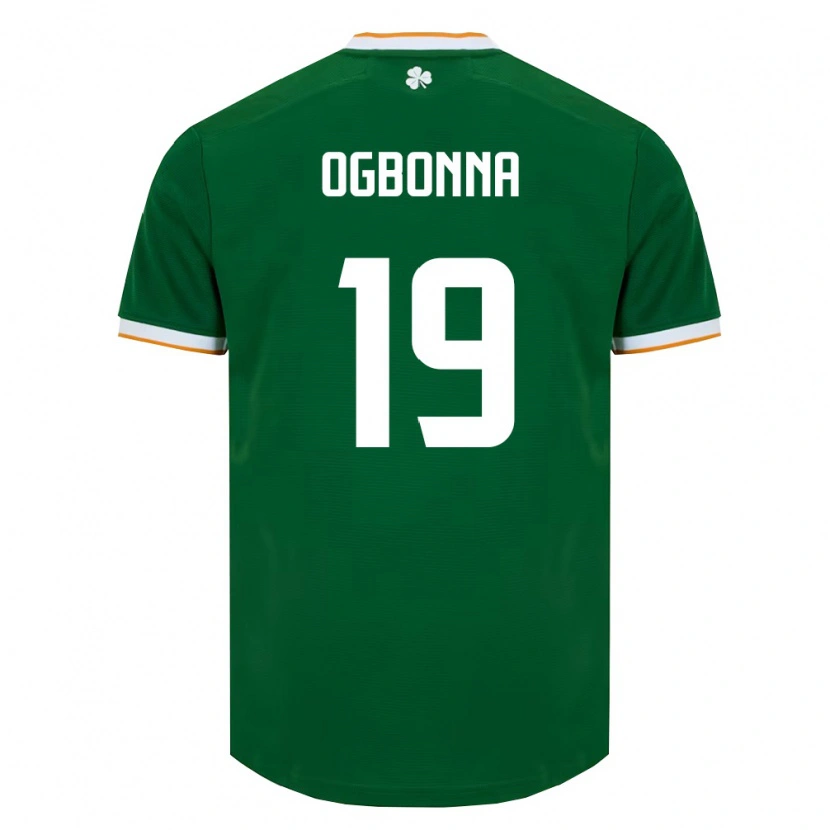 Danxen Niño Camiseta Irlanda Goodness Ogbonna #19 Verde Oscuro Blanco 1ª Equipación 26-28 La Camisa