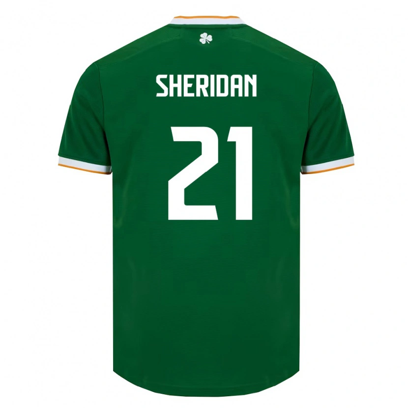 Danxen Niño Camiseta Irlanda Corey Sheridan #21 Verde Oscuro Blanco 1ª Equipación 26-28 La Camisa