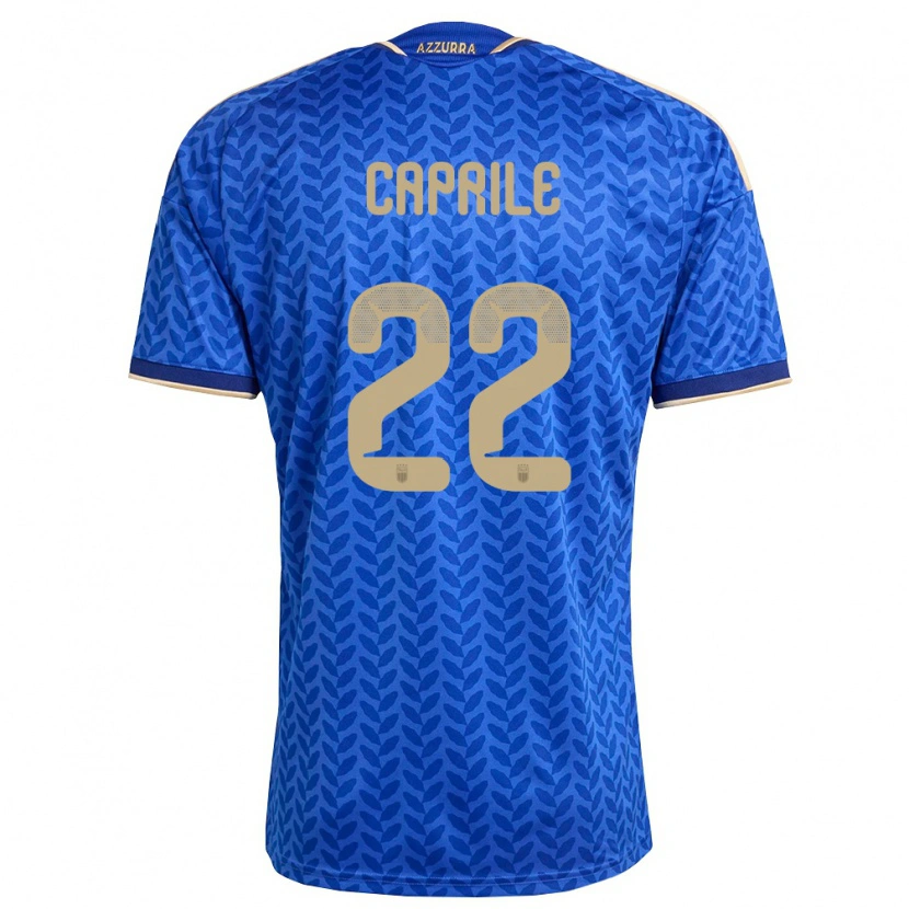 Danxen Niño Camiseta Italia Elia Caprile #22 Azul Marino Oro 1ª Equipación 26-28 La Camisa