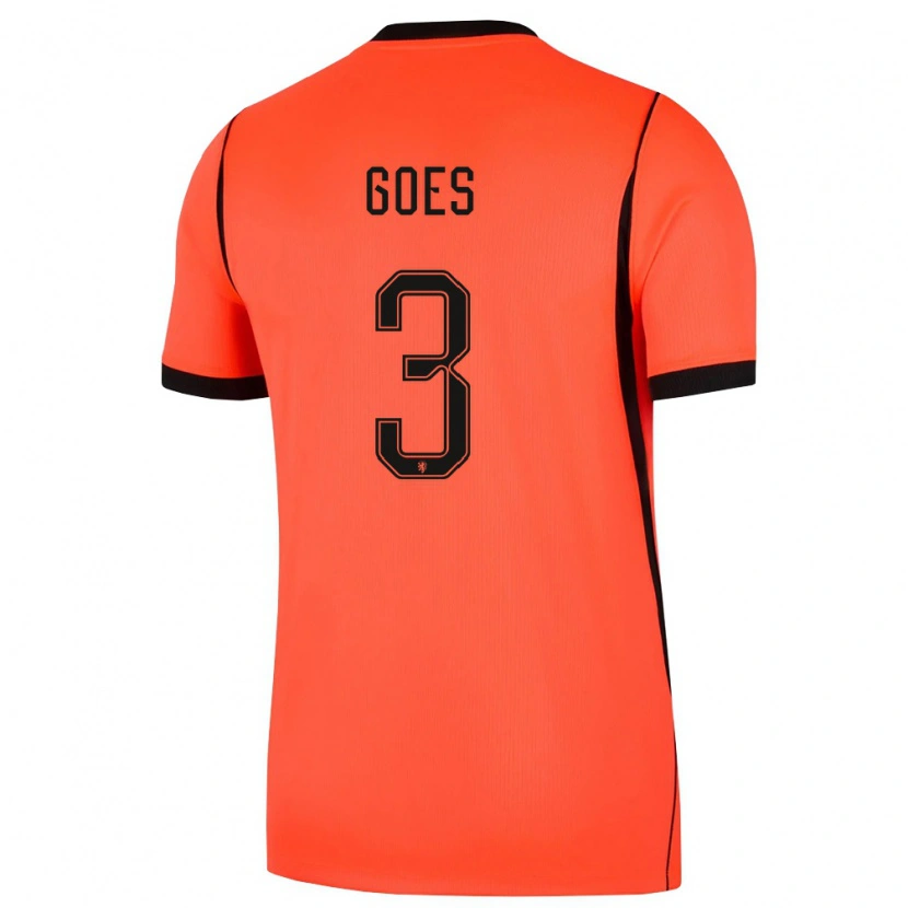 Danxen Niño Camiseta Países Bajos Wouter Goes #3 Naranja Negro 1ª Equipación 26-28 La Camisa