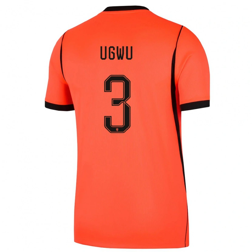 Danxen Niño Camiseta Países Bajos Precious Ugwu #3 Naranja Negro 1ª Equipación 26-28 La Camisa