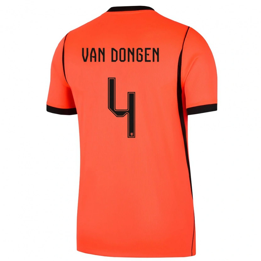 Danxen Niño Camiseta Países Bajos Merel Van Dongen #4 Naranja Negro 1ª Equipación 26-28 La Camisa