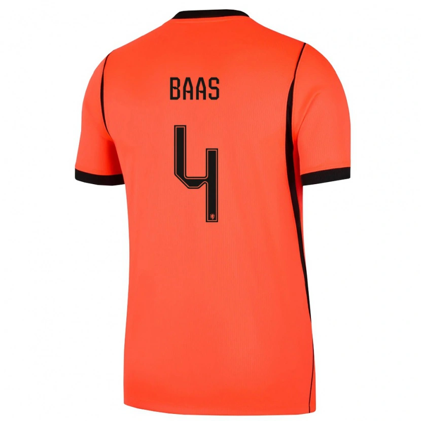 Danxen Niño Camiseta Países Bajos Youri Baas #4 Naranja Negro 1ª Equipación 26-28 La Camisa