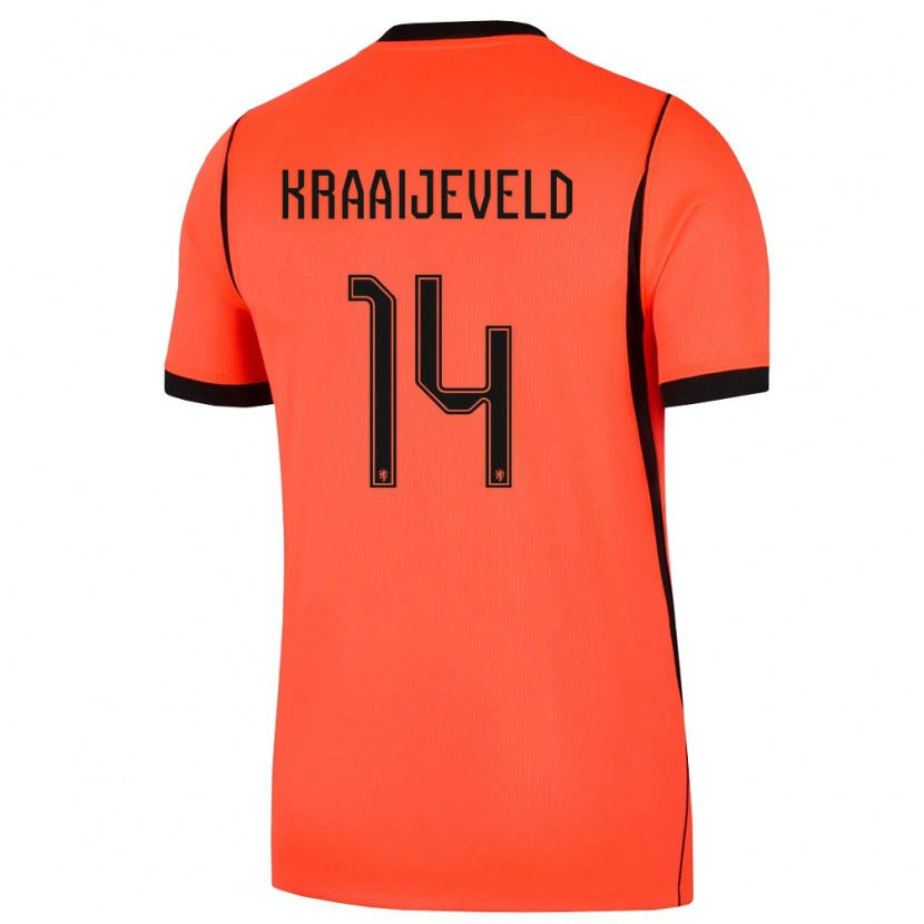 Danxen Niño Camiseta Países Bajos Thijs Kraaijeveld #14 Naranja Negro 1ª Equipación 26-28 La Camisa