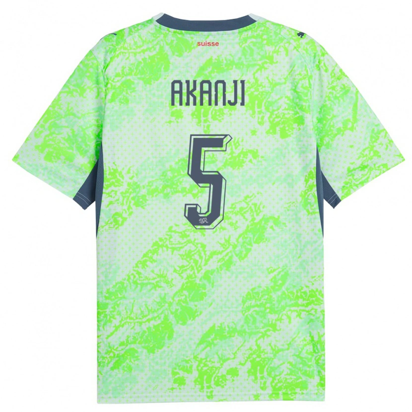 Danxen Niño Camiseta Suiza Manuel Akanji #5 Verde Marino 2ª Equipación 26-28 La Camisa