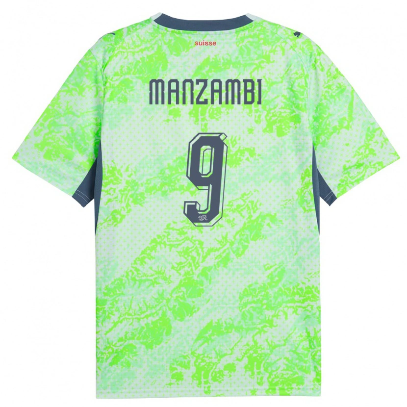 Danxen Niño Camiseta Suiza Johan Manzambi #9 Verde Marino 2ª Equipación 26-28 La Camisa