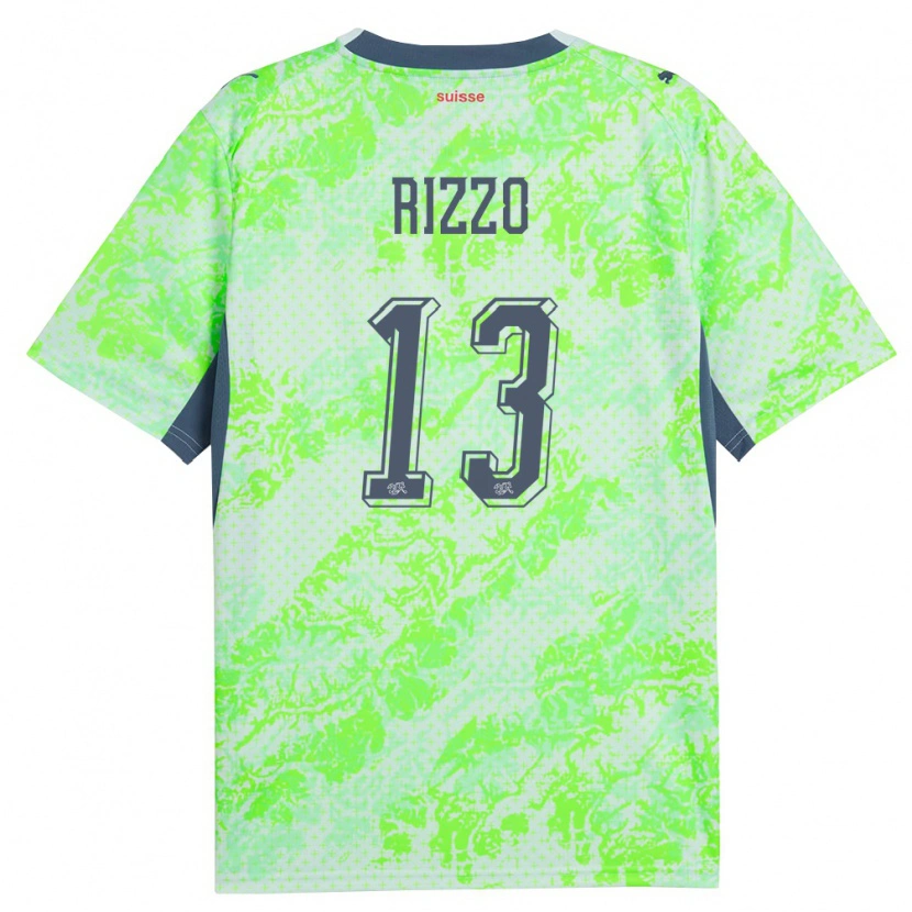Danxen Niño Camiseta Suiza Mattia Rizzo #13 Verde Marino 2ª Equipación 26-28 La Camisa