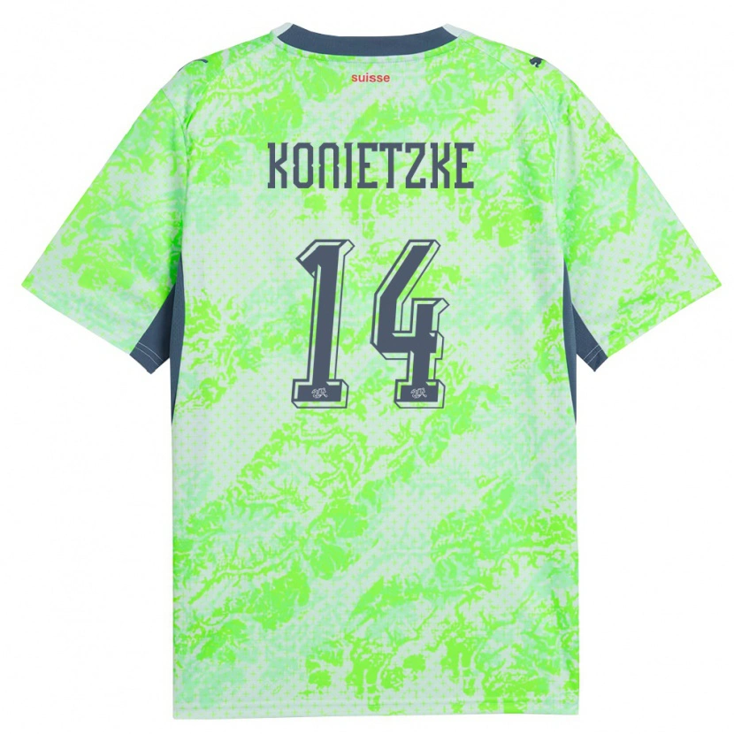 Danxen Niño Camiseta Suiza Corsin Konietzke #14 Verde Marino 2ª Equipación 26-28 La Camisa