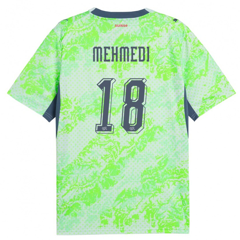 Danxen Niño Camiseta Suiza Admir Mehmedi #18 Verde Marino 2ª Equipación 26-28 La Camisa