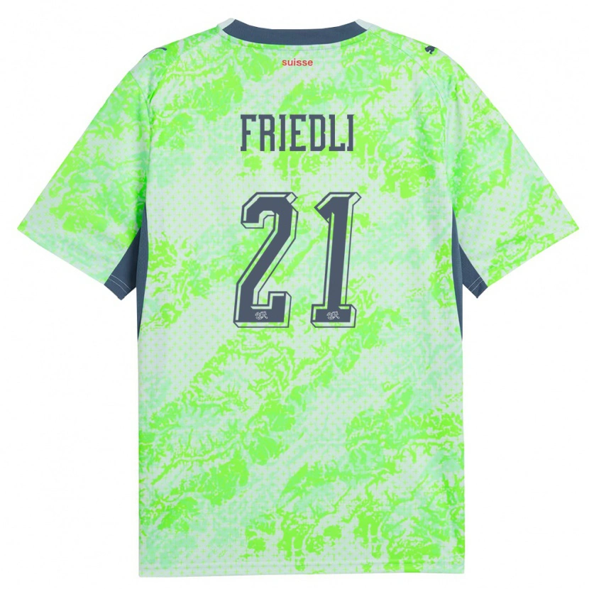 Danxen Niño Camiseta Suiza Seraina Friedli #21 Verde Marino 2ª Equipación 26-28 La Camisa