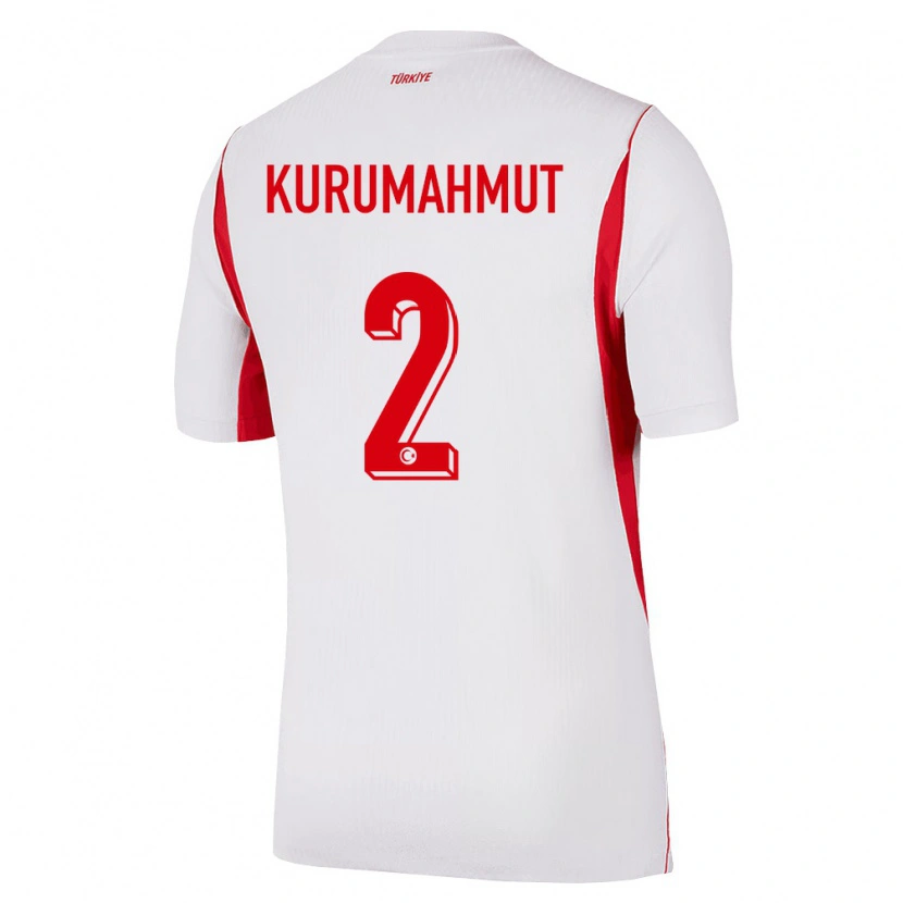 Danxen Niño Camiseta Turquía Osman Kurumahmut #2 Blanco Rojo Borgoña 2ª Equipación 26-28 La Camisa
