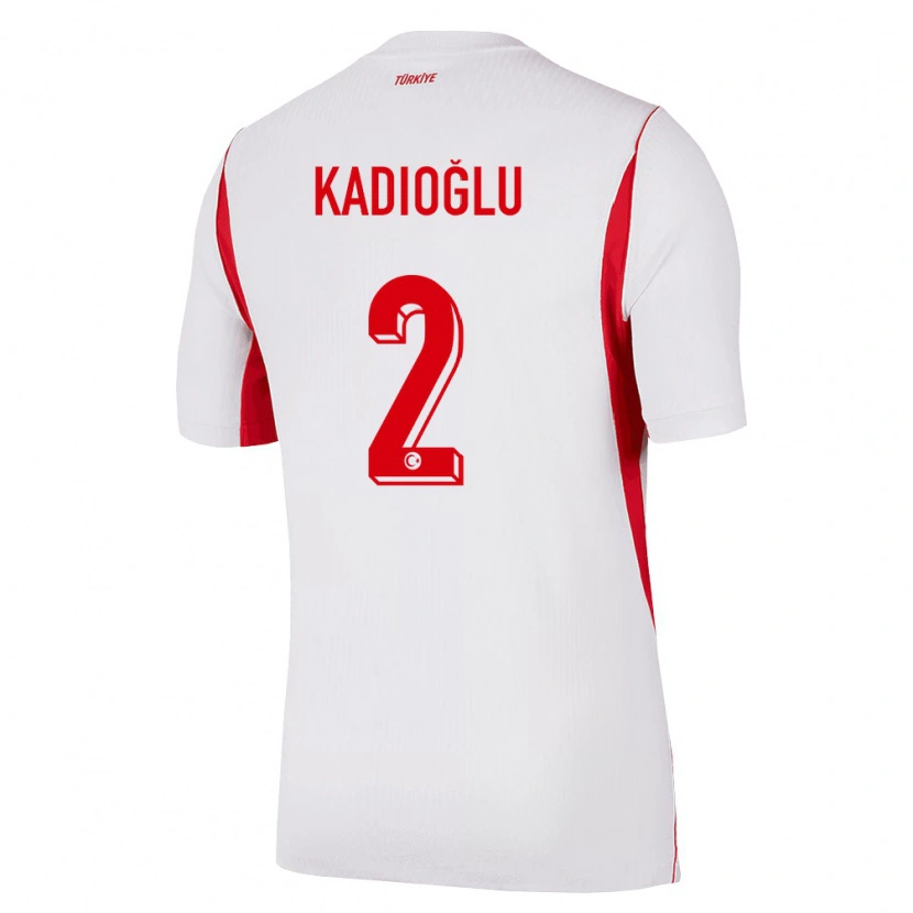 Danxen Niño Camiseta Turquía Muhammed Kadıoğlu #2 Blanco Rojo Borgoña 2ª Equipación 26-28 La Camisa
