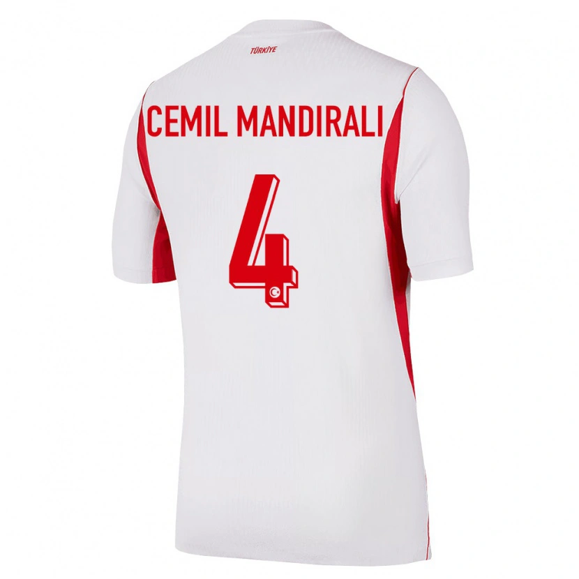 Danxen Niño Camiseta Turquía Ege Cemil Mandıralı #4 Blanco Rojo Borgoña 2ª Equipación 26-28 La Camisa