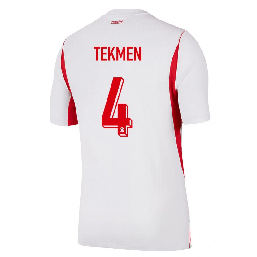 Danxen Niño Camiseta Turquía Ece Tekmen #4 Blanco Rojo Borgoña 2ª Equipación 26-28 La Camisa