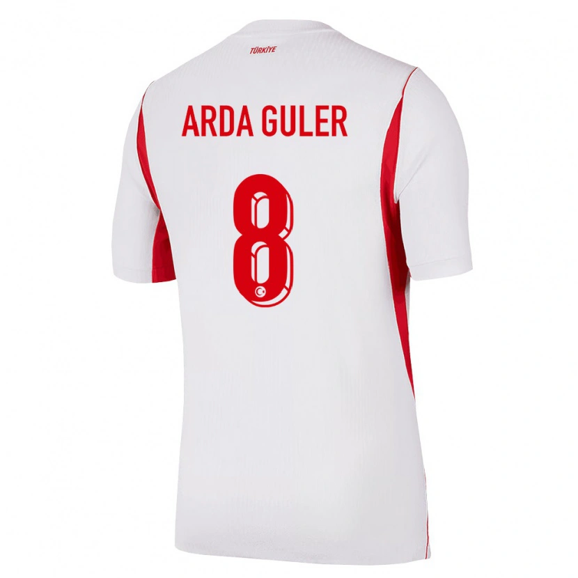 Danxen Niño Camiseta Turquía Arda Güler #8 Blanco Rojo Borgoña 2ª Equipación 26-28 La Camisa