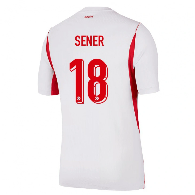 Danxen Niño Camiseta Turquía Haktan Şener #18 Blanco Rojo Borgoña 2ª Equipación 26-28 La Camisa