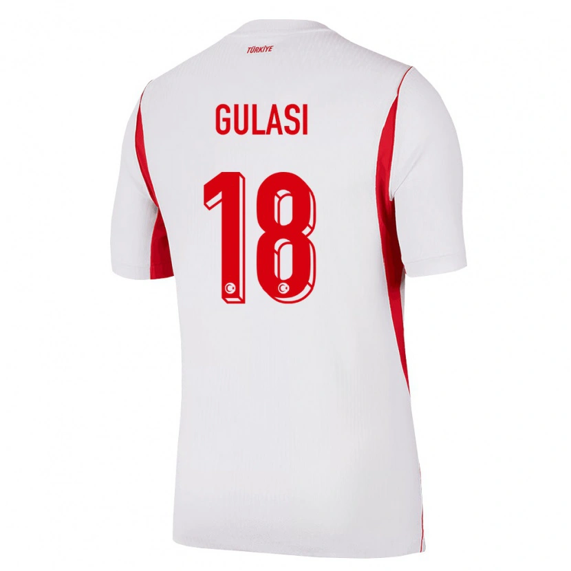 Danxen Niño Camiseta Turquía Ayman Gulasi #18 Blanco Rojo Borgoña 2ª Equipación 26-28 La Camisa