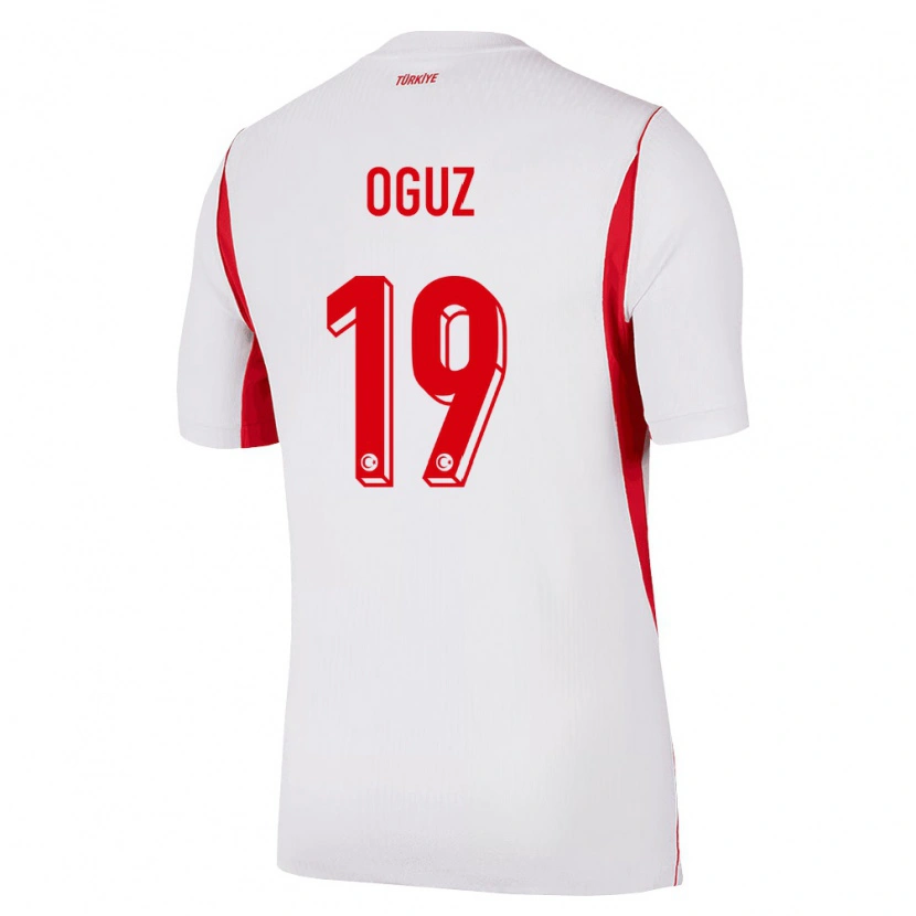Danxen Niño Camiseta Turquía Oğuz Aydın #19 Blanco Rojo Borgoña 2ª Equipación 26-28 La Camisa