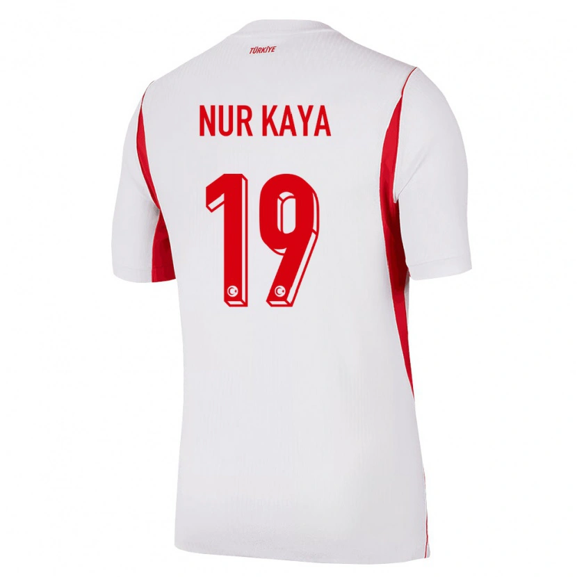 Danxen Niño Camiseta Turquía Cansu Nur Kaya #19 Blanco Rojo Borgoña 2ª Equipación 26-28 La Camisa