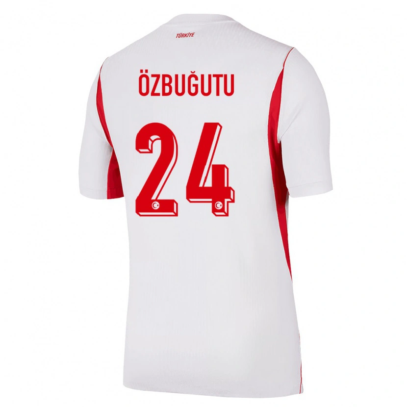 Danxen Niño Camiseta Turquía Ayaz Özbuğutu #24 Blanco Rojo Borgoña 2ª Equipación 26-28 La Camisa
