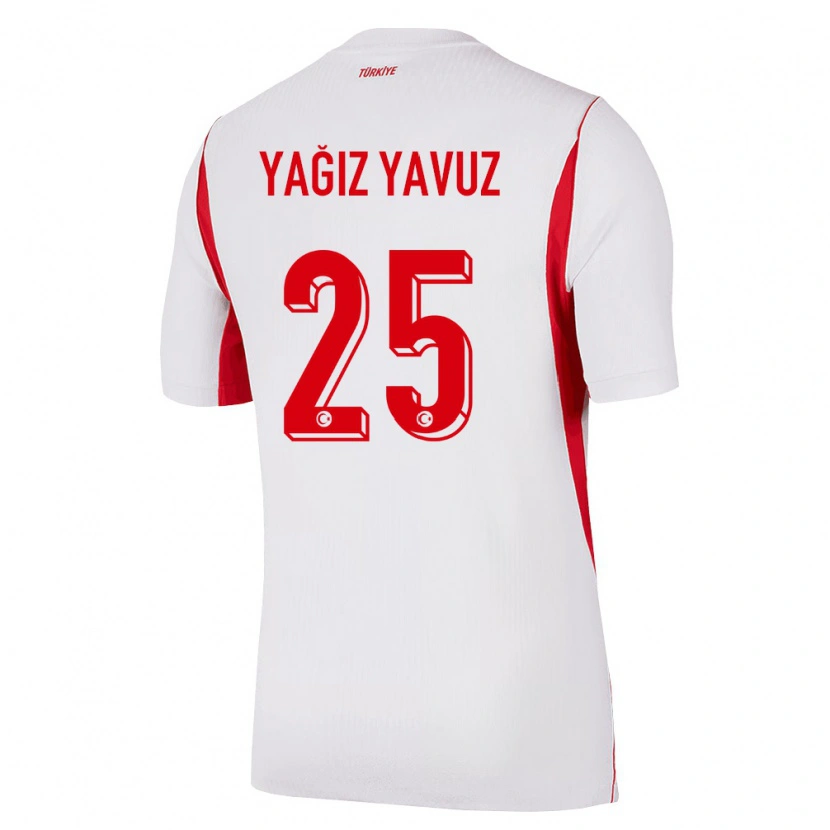 Danxen Niño Camiseta Turquía Yusuf Yağız Yavuz #25 Blanco Rojo Borgoña 2ª Equipación 26-28 La Camisa