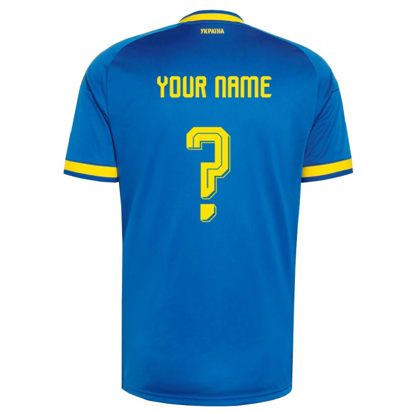 Danxen Niño Camiseta Ucrania Su Nombre #0 Azul Amarillo Marino 2ª Equipación 26-28 La Camisa