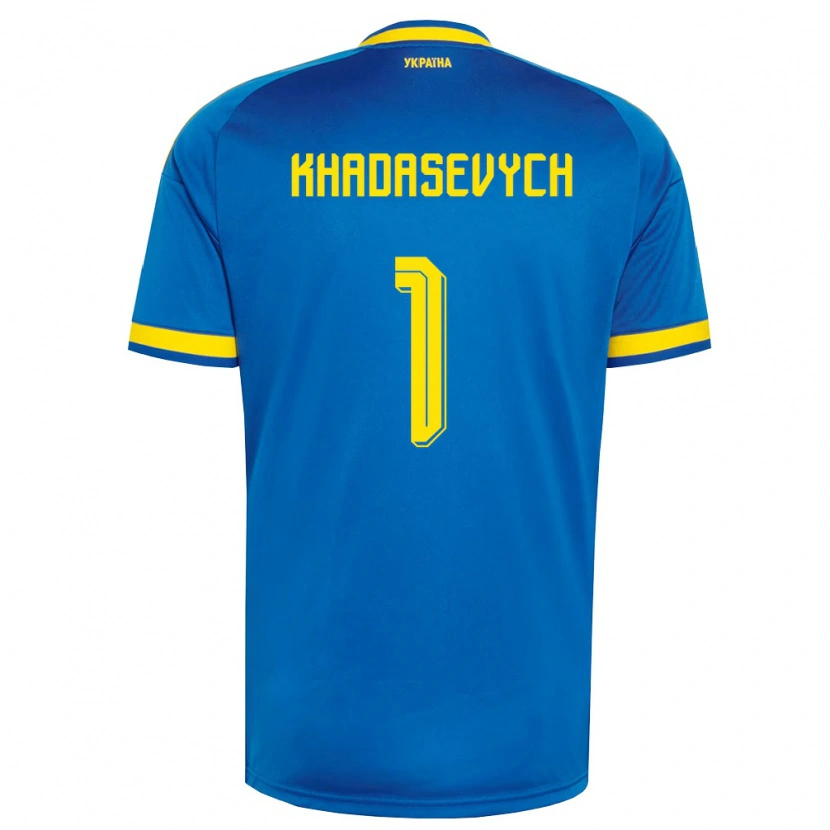 Danxen Niño Camiseta Ucrania Kyrylo Khadasevych #1 Azul Amarillo Marino 2ª Equipación 26-28 La Camisa