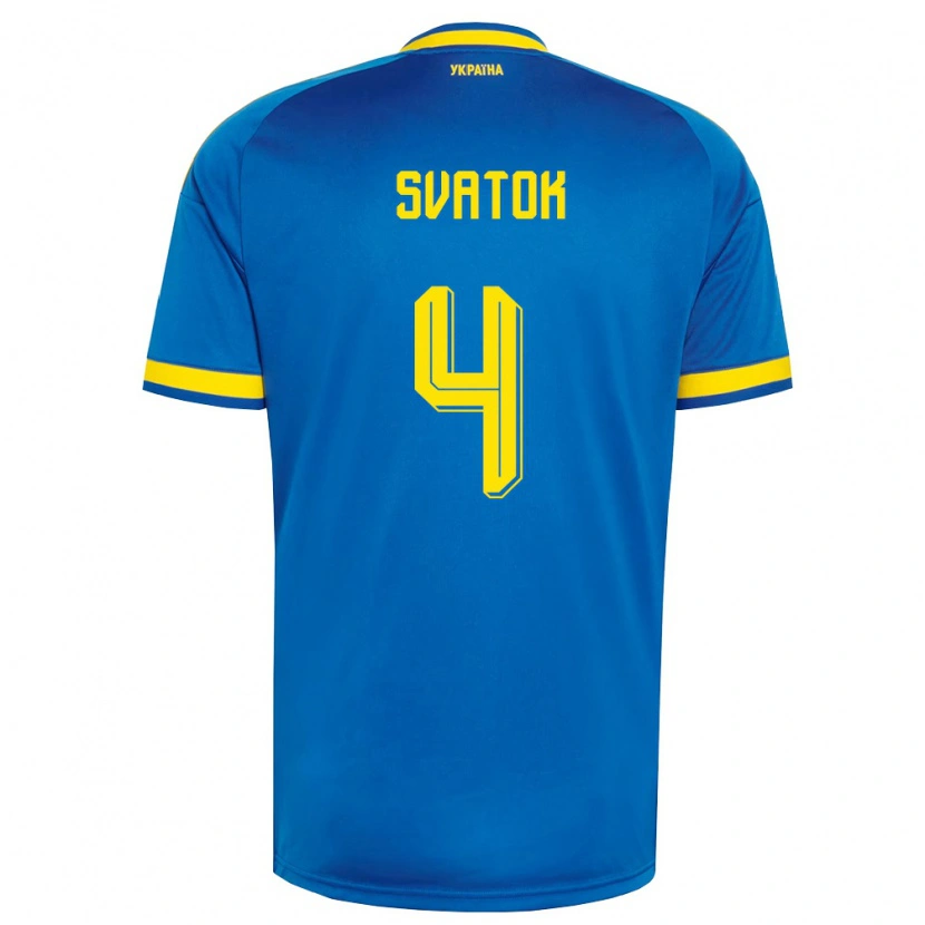 Danxen Niño Camiseta Ucrania Oleksandr Svatok #4 Azul Amarillo Marino 2ª Equipación 26-28 La Camisa