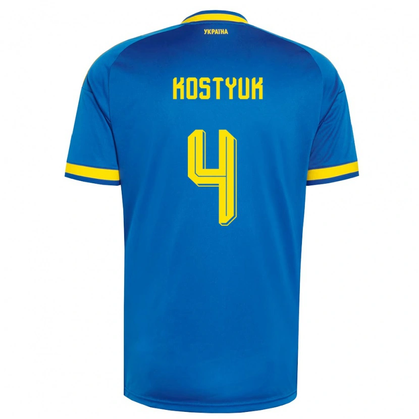 Danxen Niño Camiseta Ucrania Yegor Kostyuk #4 Azul Amarillo Marino 2ª Equipación 26-28 La Camisa