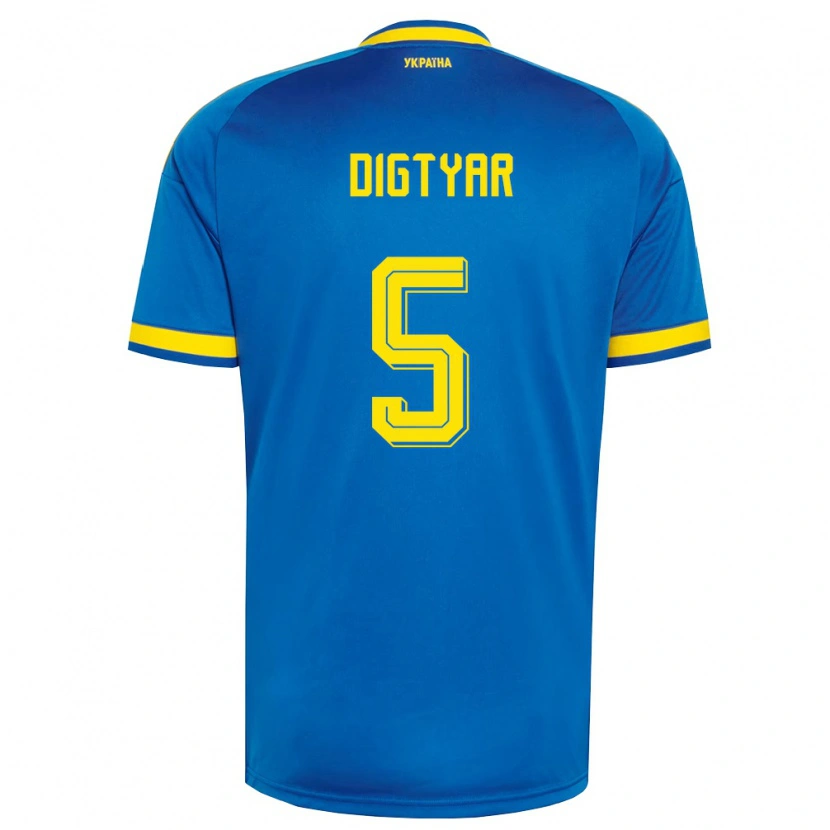 Danxen Niño Camiseta Ucrania Kyrylo Digtyar #5 Azul Amarillo Marino 2ª Equipación 26-28 La Camisa