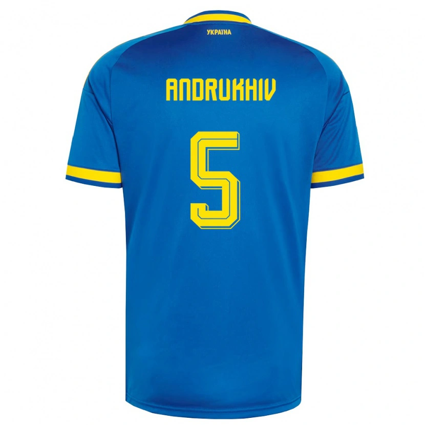 Danxen Niño Camiseta Ucrania Veronika Andrukhiv #5 Azul Amarillo Marino 2ª Equipación 26-28 La Camisa